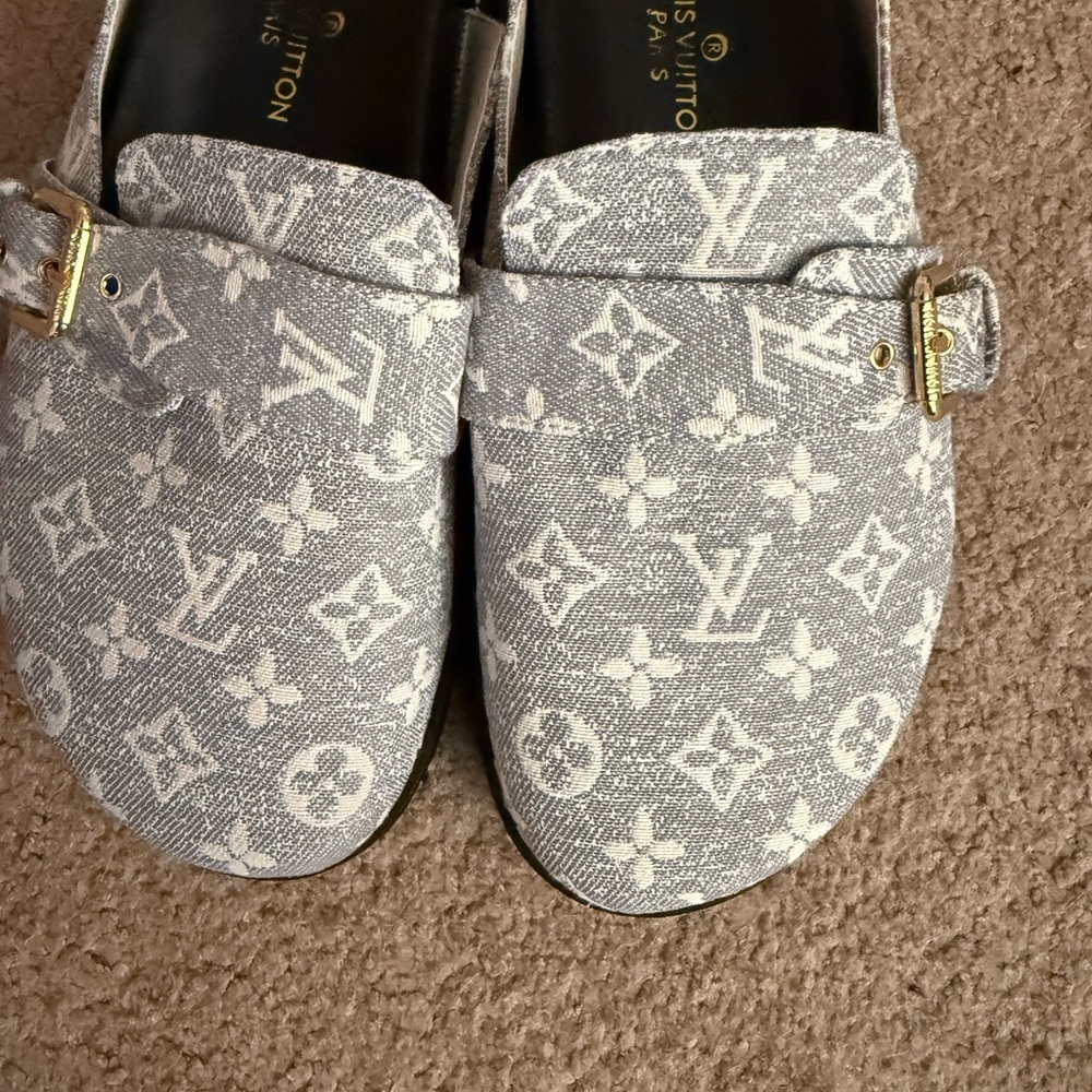 LV Gray Monogram Denim Loafers